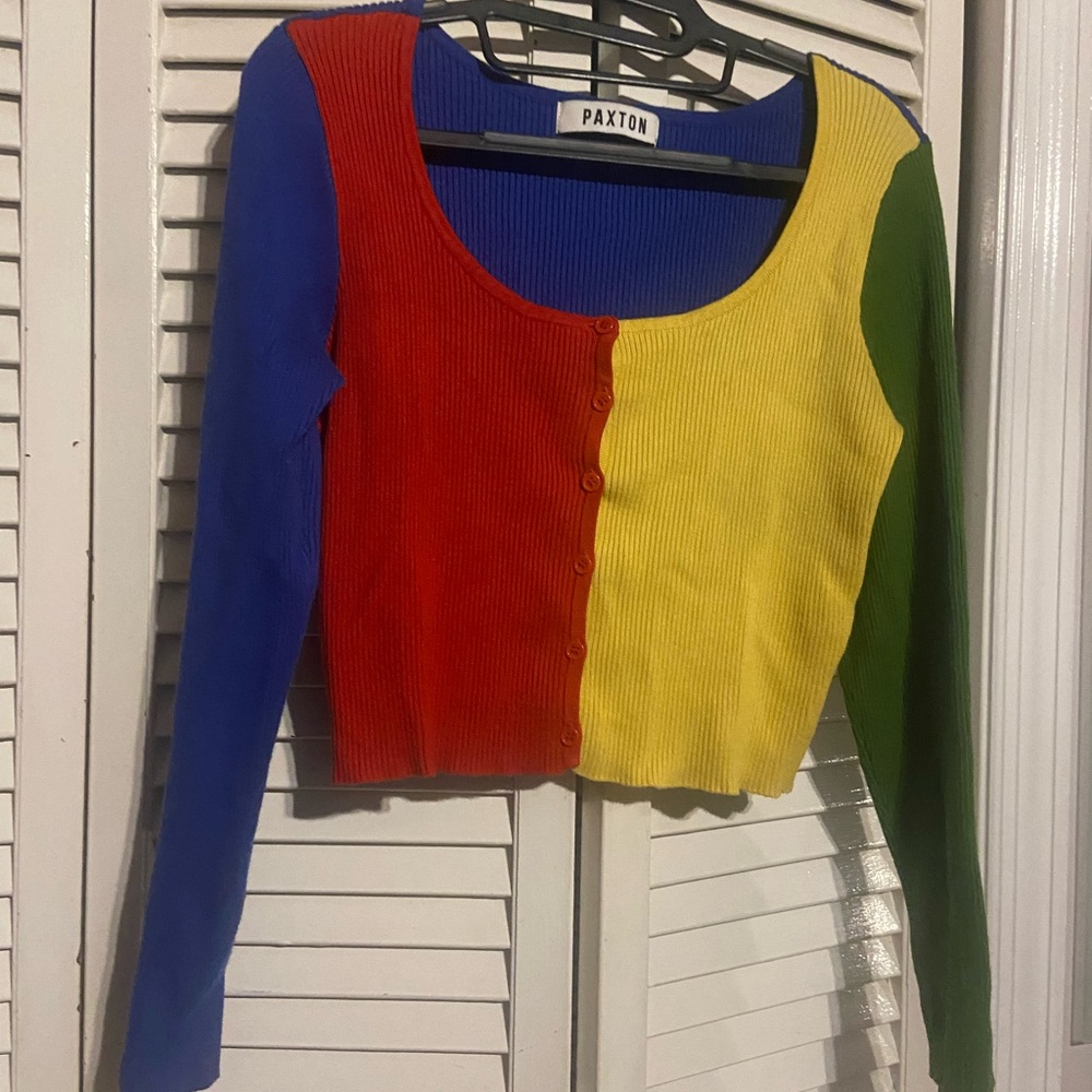 Akira/paxton Color Block Cropped Cardigan size medium - Picture 6 of 13